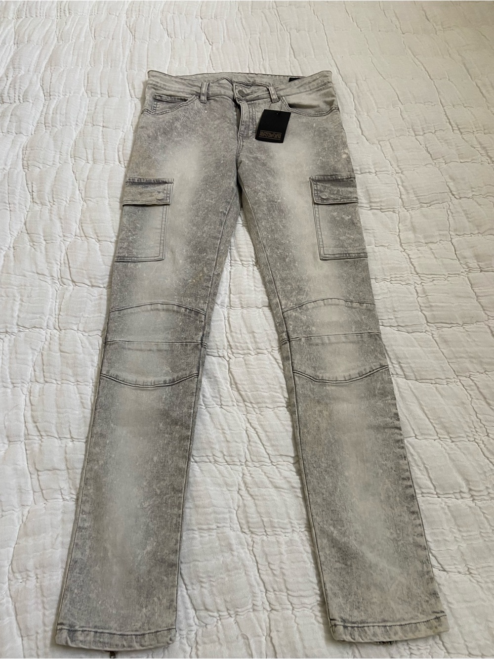 ASOS Grey Washed Skinny Cargo Jeans